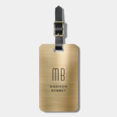 Elegantes Mit Monogramm-Gold-Brushed-Metallic Gepäckanhänger (Vorderseite vertikal)