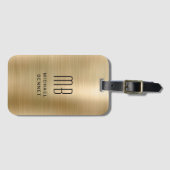 Elegantes Mit Monogramm-Gold-Brushed-Metallic Gepäckanhänger (Vorderseite (Horizontal))