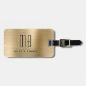 Elegantes Mit Monogramm-Gold-Brushed-Metallic Gepäckanhänger (Vorderseite horizontal)