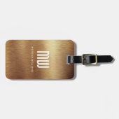 Elegantes Mit Monogramm-Gold-Brushed-Metallic Gepäckanhänger (Vorderseite horizontal)