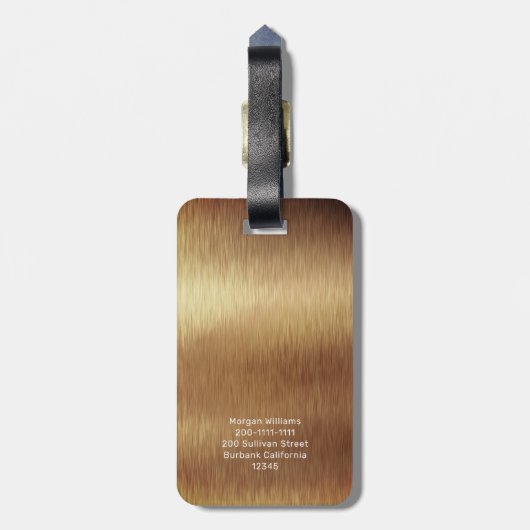 Elegantes Mit Monogramm-Gold-Brushed-Metallic Gepäckanhänger (Rückseite vertikal)