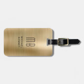 Elegantes Mit Monogramm-Gold-Brushed-Metallic Gepäckanhänger (Vorderseite horizontal)