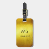 Elegantes, Mit Monogramm Gold gebürstetes metallis Gepäckanhänger (Vorderseite vertikal)