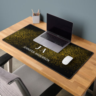 Elegantes Mit Monogramm Gold Shine Sterne Desk Mat Schreibtischunterlage
