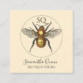 Elegantes Mit Monogramm Golden Bee Circle Logo Quadratische Visitenkarte (Vorderseite)
