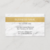 Elegantes mit Monogramm GoldSchwarz-weißer Marmor Visitenkarte (Rückseite)