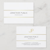 Elegantes Mit Monogramm Goldweißes Template Visitenkarte (Vorne/Hinten)