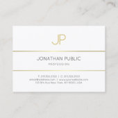 Elegantes Mit Monogramm Goldweißes Template Visitenkarte (Rückseite)