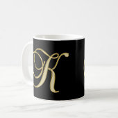 Elegantes mit Monogramm Goldzuerstschwarzes des Kaffeetasse (Vorderseite Links)