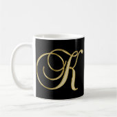 Elegantes mit Monogramm Goldzuerstschwarzes des Kaffeetasse (Links)