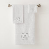 Elegantes Mit Monogramm, grau geometrisches Muster Badhandtuch Set (Insitu)