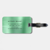 Elegantes, Mit Monogramm, grünes, gebürstetes Meta Gepäckanhänger (Rückseite horizontal)