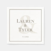 Elegantes Mit Monogramm Hochzeitsempfang Serviette (Vorderseite)