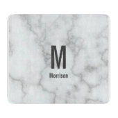 Elegantes Mit Monogramm Imitat Weißer Marmor Schneidebrett (Vorderseite)
