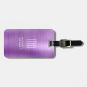 Elegantes, Mit Monogramm Lila gebürstetes Metall Gepäckanhänger (Vorderseite horizontal)