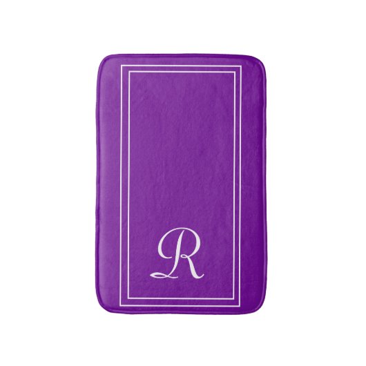 Elegantes Mit Monogramm Lila Personalisiert Badematte (Vorderseite Vertikal)