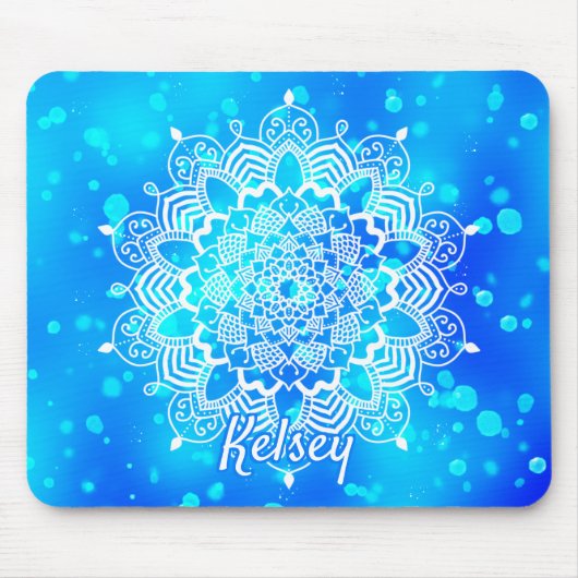 Elegantes Mit Monogramm Mandala-Muster Mousepad (Vorne)
