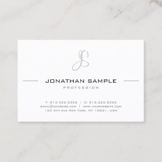 Elegantes Mit Monogramm Modernes Einfaches Berufli Visitenkarte (Vorderseite)