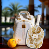 Elegantes Mit Monogramm Monstera Gilded Gold Pickleball Schläger