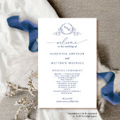 Elegantes Mit Monogramm Navy Blue Wedding Programm