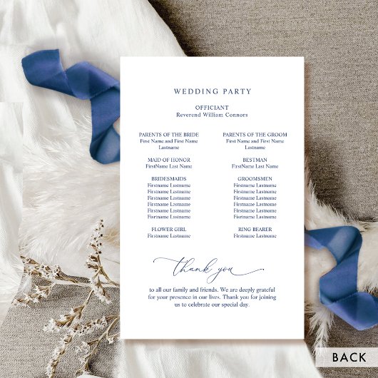 Elegantes Mit Monogramm Navy Blue Wedding Programm