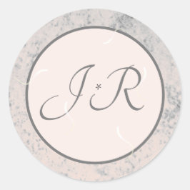 Elegantes Mit Monogramm Peach und Gray Runder Aufkleber