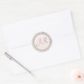 Elegantes Mit Monogramm Peach und Gray Runder Aufkleber (Umschlag)