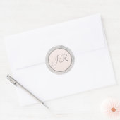 Elegantes Mit Monogramm Peach und Gray Runder Aufkleber (Umschlag)