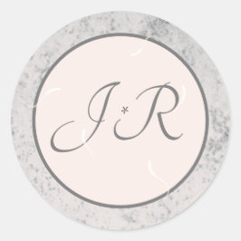 Elegantes Mit Monogramm Peach und Gray Runder Aufkleber