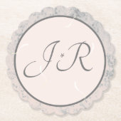 Elegantes Mit Monogramm Peach und Gray Untersetzer (Vorderseite)