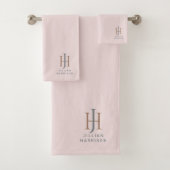 Elegantes Mit Monogramm Rosa Badhandtuch Set (Insitu)