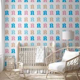 Elegantes Mit Monogramm Rosa Blue Kids Fun Letteri Tapete