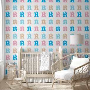 Elegantes Mit Monogramm Rosa Blue Kids Fun Letteri Tapete