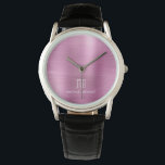 Elegantes Mit Monogramm rosa gebürstetes Metallic Armbanduhr<br><div class="desc">Personalisierte elegante, Mit Monogramm rosafarbene Metalluhr.</div>