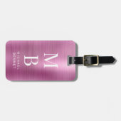 Elegantes Mit Monogramm Rosa Gepäckanhänger (Vorderseite horizontal)