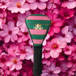 Elegantes Mit Monogramm Rosa und Grün Golf Headcover
