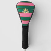 Elegantes Mit Monogramm Rosa und Grün Golf Headcover (Vorderseite)