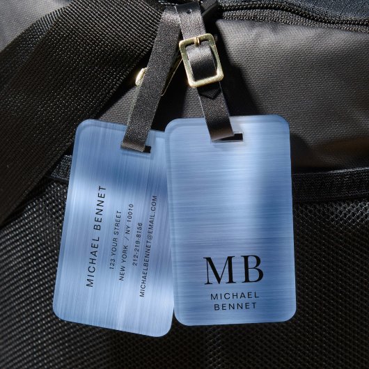 Elegantes, Mit Monogramm, rostfarbenes Metall Gepäckanhänger