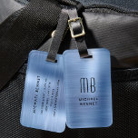 Elegantes, Mit Monogramm, rostfarbenes Metall Gepäckanhänger<br><div class="desc">Eleganter Blue Brushed Imitate Metallic Mit Monogramm Luggage Tag</div>