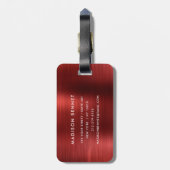 Elegantes Mit Monogramm Rot-Pinselmetallic Gepäckanhänger (Rückseite vertikal)
