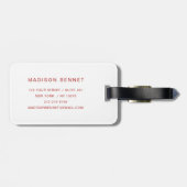 Elegantes Mit Monogramm Rot und Weiß Gepäckanhänger (Rückseite horizontal)