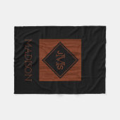 Elegantes mit Monogramm rustikales Mahagoniholz Fleecedecke (Vorderseite (Horizontal))