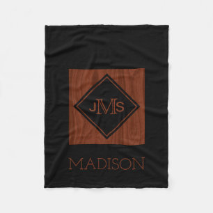 Elegantes mit Monogramm rustikales Mahagoniholz Fleecedecke