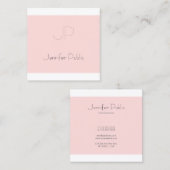 Elegantes Mit Monogramm, Schlichtes Trendy Blush P Quadratische Visitenkarte (Vorne/Hinten)