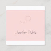 Elegantes Mit Monogramm, Schlichtes Trendy Blush P Quadratische Visitenkarte (Vorderseite)