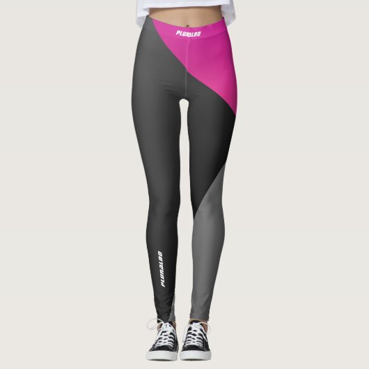 Elegantes, mit Monogramm, schwarz-grau-rosa Traini Leggings (Vorderseite)
