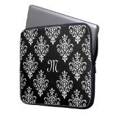 Elegantes Mit Monogramm Schwarz-Weiß-Damaskus-Must Laptopschutzhülle (Vorderseite Links)