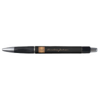 Elegantes, mit Monogramm, schwarzes Goldschrift-Sk