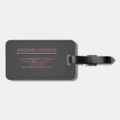 Elegantes, Mit Monogramm Schwarzes Metall Gepäckanhänger (Rückseite horizontal)