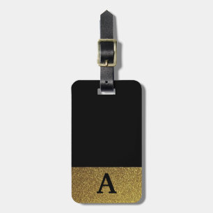 Elegantes mit Monogramm Schwarzes und Gold Gepäckanhänger